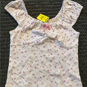 RSQ White and Pink Floral Kids Blouse